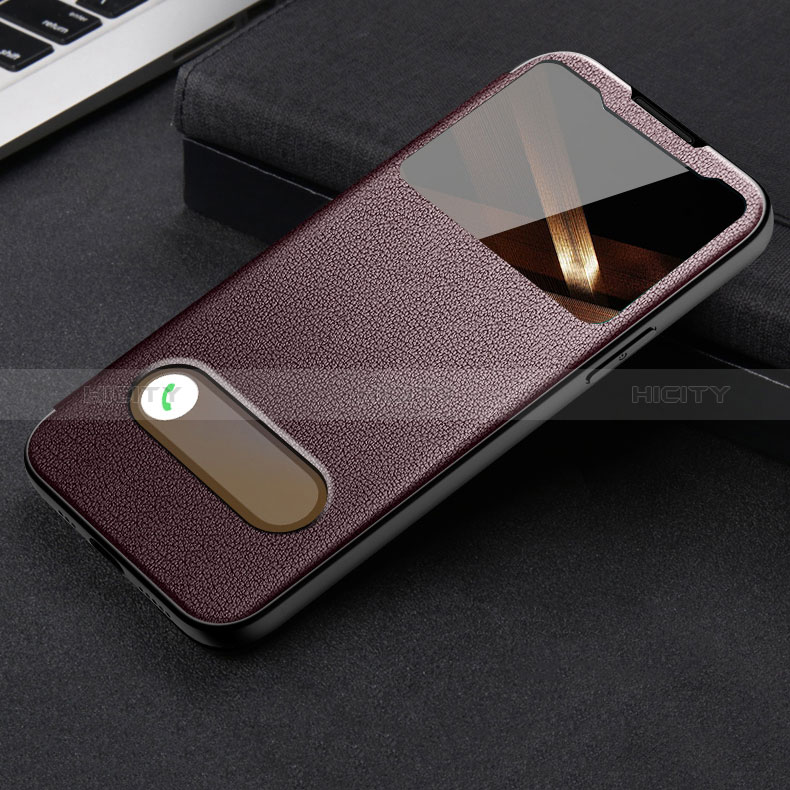 Custodia Portafoglio In Pelle Cover con Supporto H24 per Apple iPhone 14 Pro Max Marrone