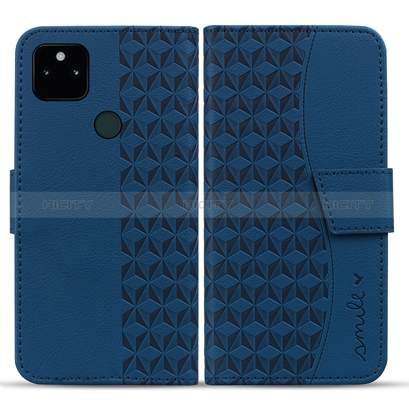 Custodia Portafoglio In Pelle Cover con Supporto HF1 per Google Pixel 5a 5G Blu