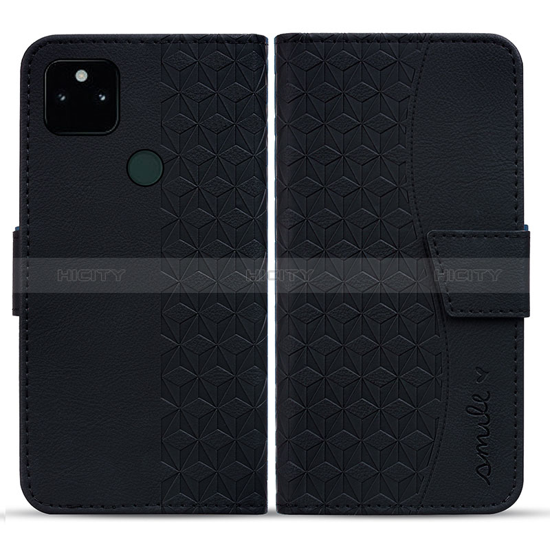 Custodia Portafoglio In Pelle Cover con Supporto HF1 per Google Pixel 5a 5G Nero