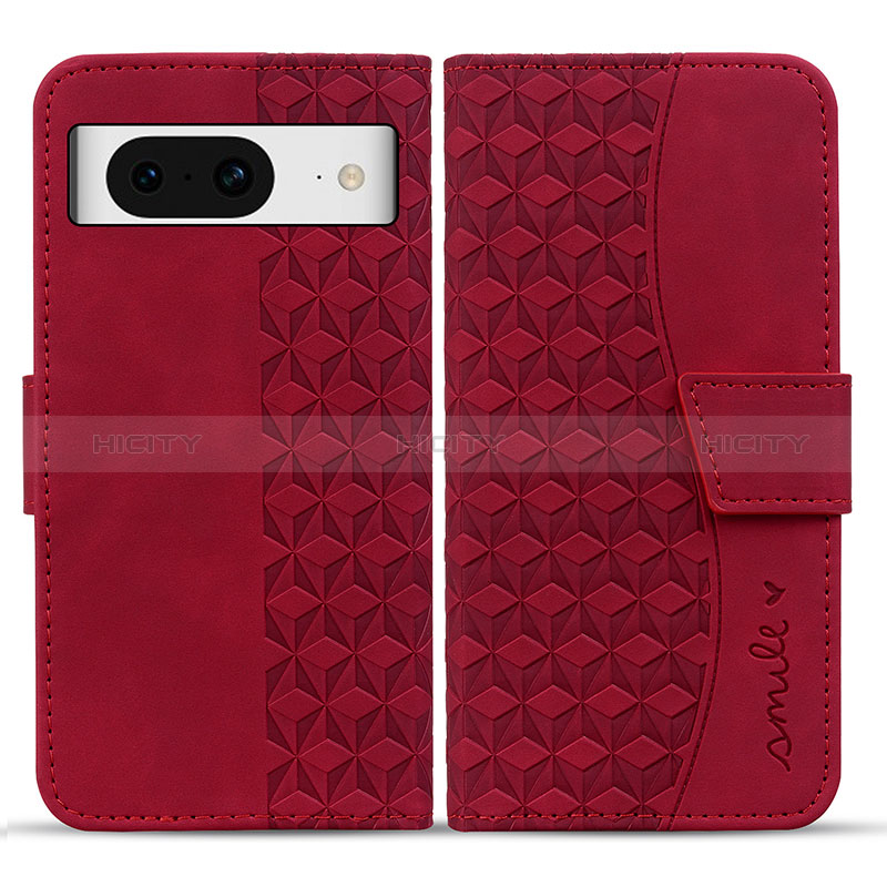 Custodia Portafoglio In Pelle Cover con Supporto HF1 per Google Pixel 8 5G Rosso