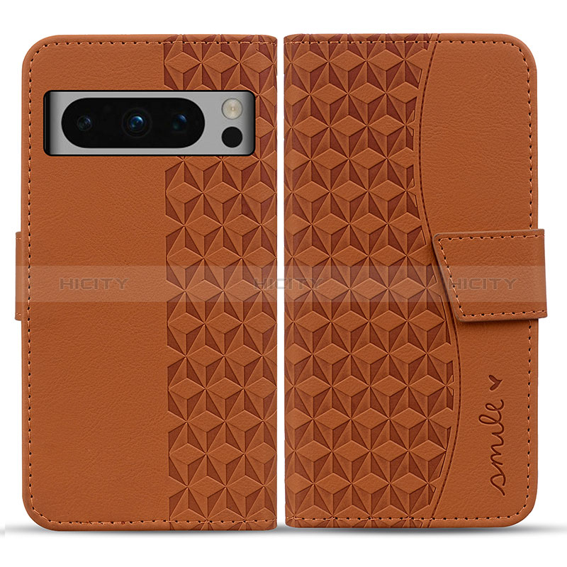 Custodia Portafoglio In Pelle Cover con Supporto HF1 per Google Pixel 8 Pro 5G Marrone