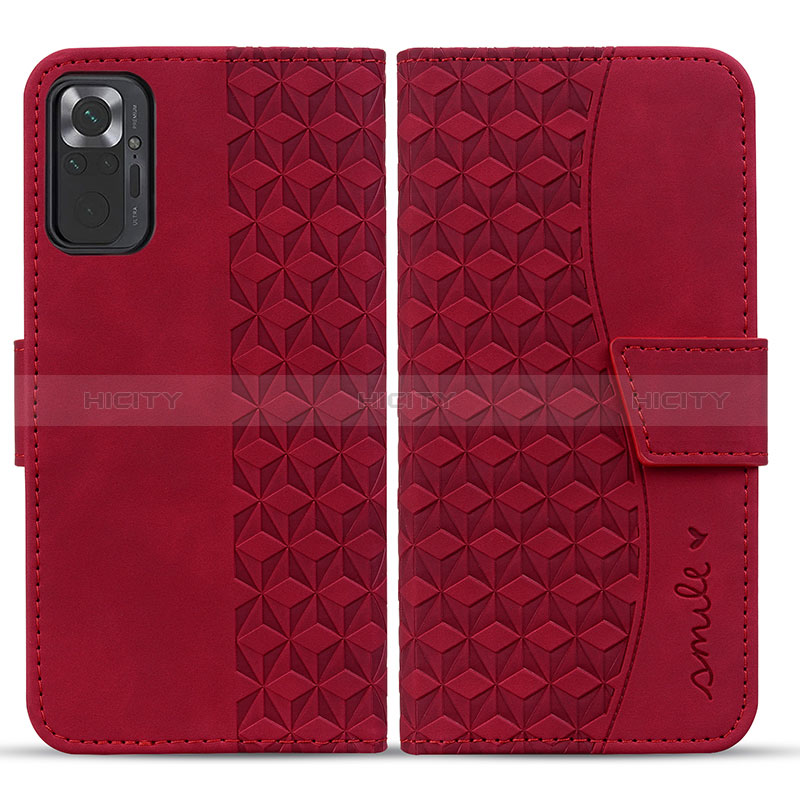 Custodia Portafoglio In Pelle Cover con Supporto HF1 per Xiaomi Redmi Note 10 Pro 4G Rosso