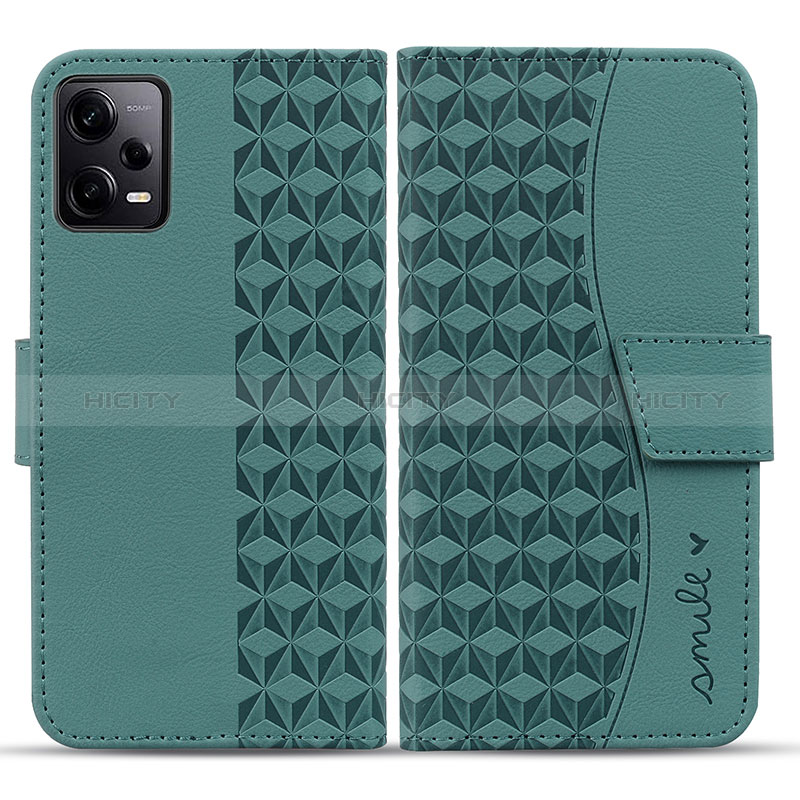 Custodia Portafoglio In Pelle Cover con Supporto HF1 per Xiaomi Redmi Note 12 Explorer Verde