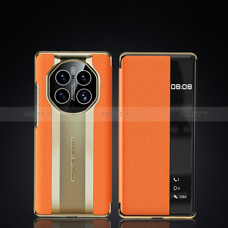 Custodia Portafoglio In Pelle Cover con Supporto JB2 per Huawei Mate 50 Pro Arancione