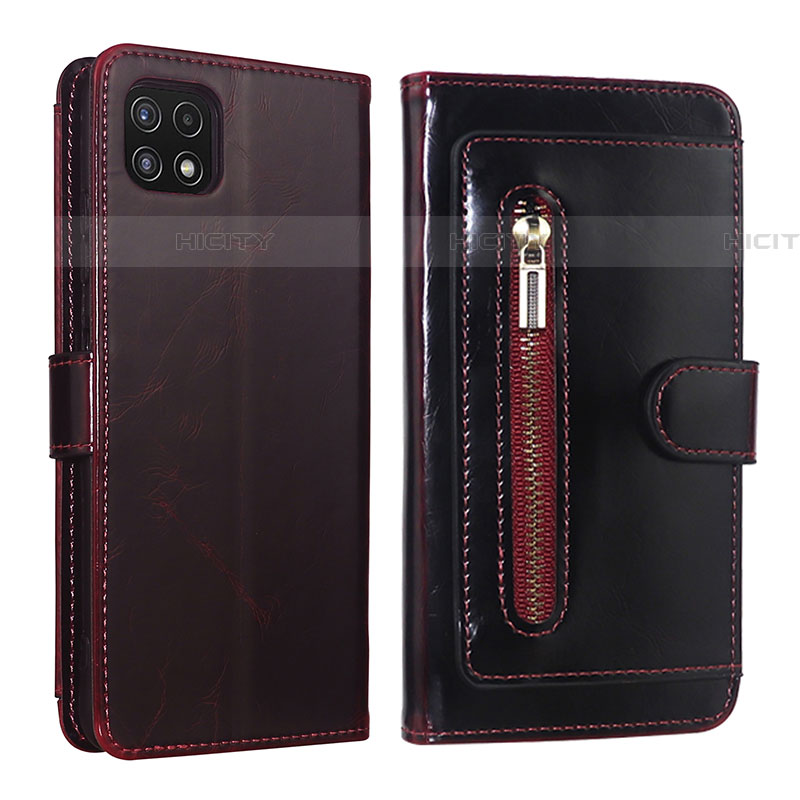 Custodia Portafoglio In Pelle Cover con Supporto JDK per Samsung Galaxy F42 5G Rosso