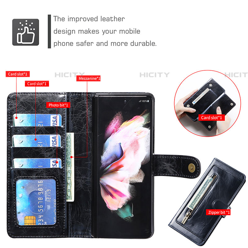 Custodia Portafoglio In Pelle Cover con Supporto JDK per Samsung Galaxy Z Fold4 5G