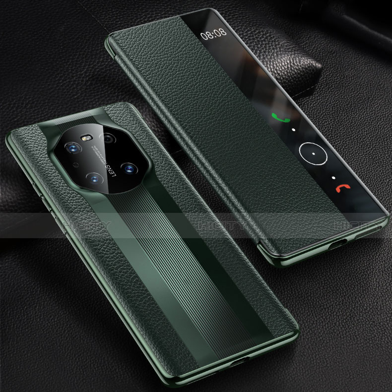 Custodia Portafoglio In Pelle Cover con Supporto K01 per Huawei Mate 40 Verde Notte