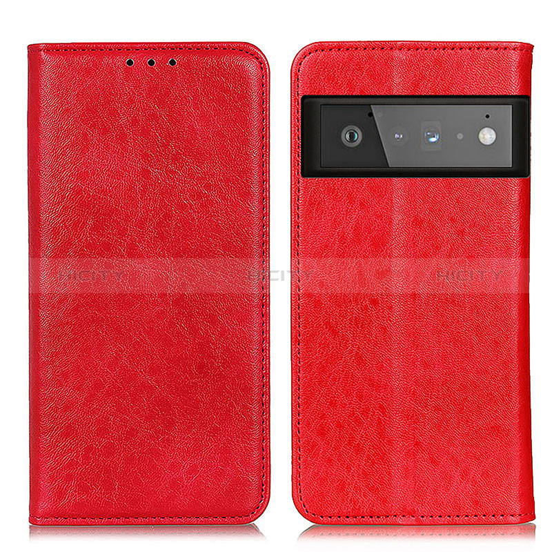 Custodia Portafoglio In Pelle Cover con Supporto K01Z per Google Pixel 6 Pro 5G Rosso