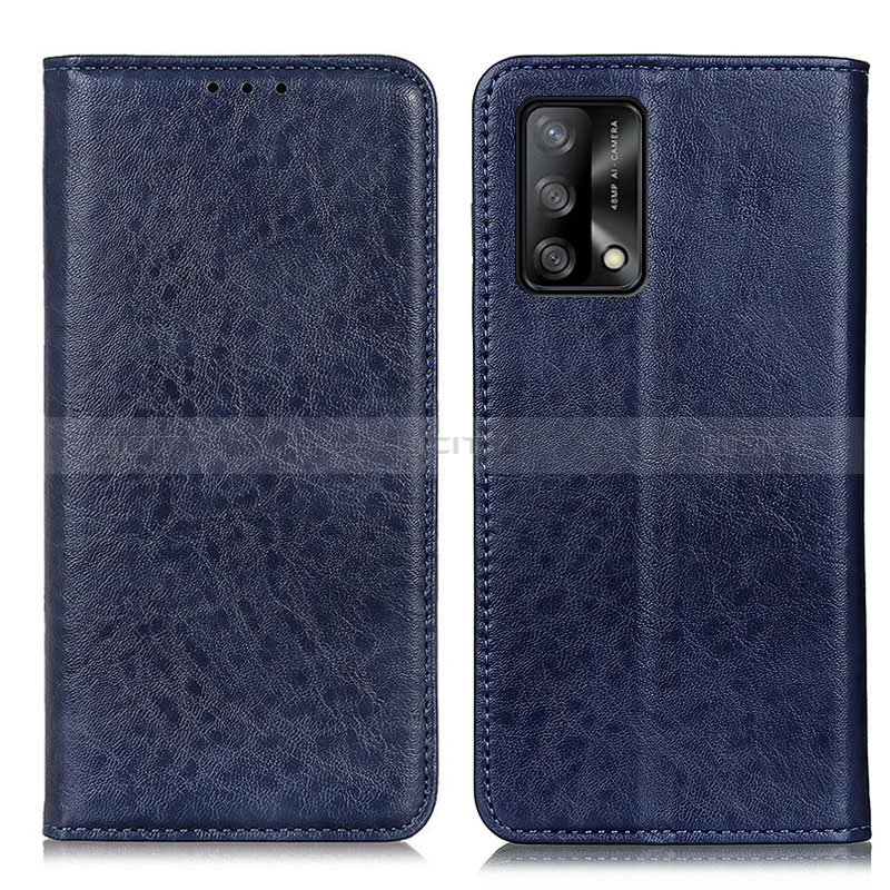 Custodia Portafoglio In Pelle Cover con Supporto K01Z per Oppo F19 Blu