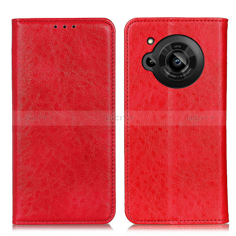 Custodia Portafoglio In Pelle Cover con Supporto K01Z per Sharp Aquos R7s Rosso
