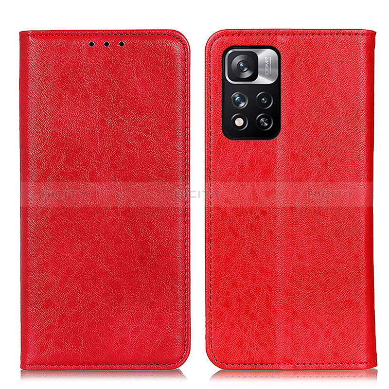 Custodia Portafoglio In Pelle Cover con Supporto K01Z per Xiaomi Mi 11i 5G (2022) Rosso