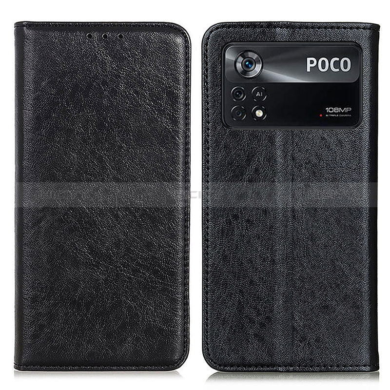 Custodia Portafoglio In Pelle Cover con Supporto K01Z per Xiaomi Poco X4 Pro 5G Nero