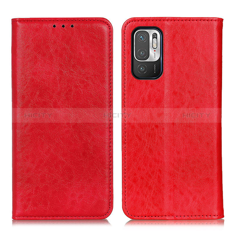 Custodia Portafoglio In Pelle Cover con Supporto K01Z per Xiaomi Redmi Note 10 5G Rosso