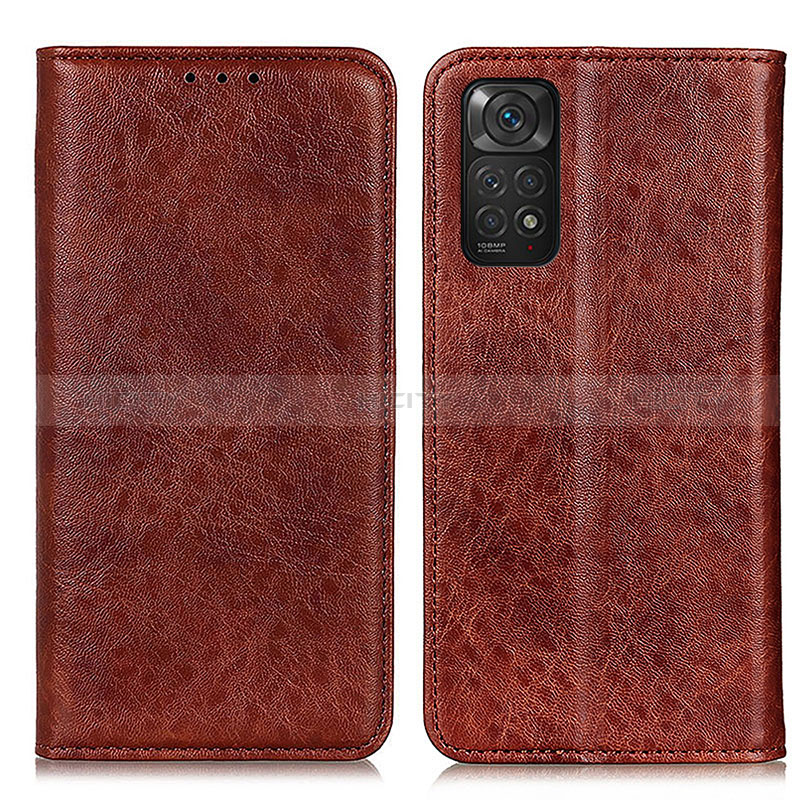 Custodia Portafoglio In Pelle Cover con Supporto K01Z per Xiaomi Redmi Note 11 4G (2022) Marrone