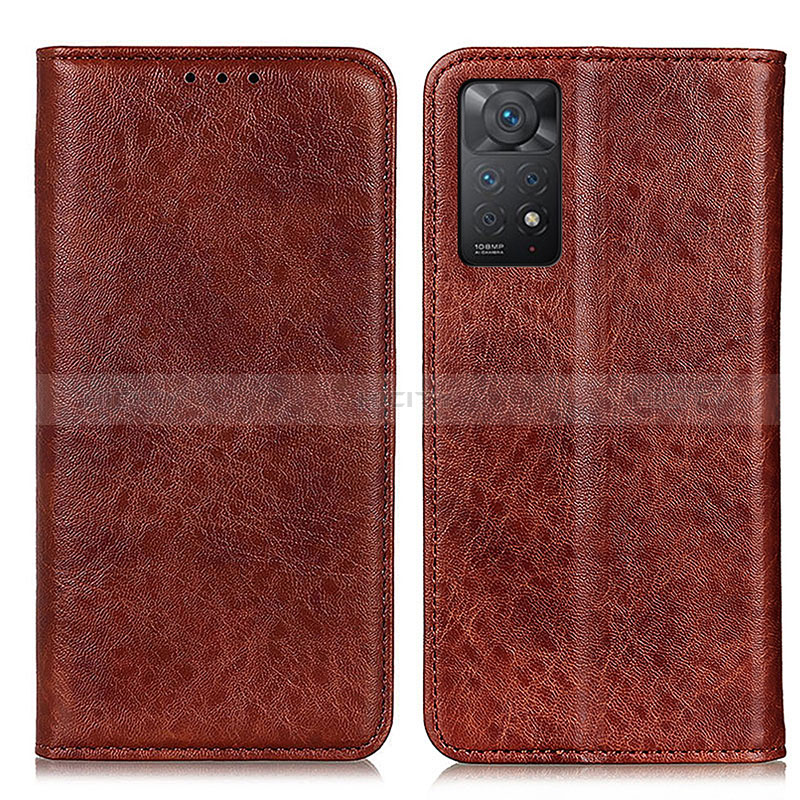 Custodia Portafoglio In Pelle Cover con Supporto K01Z per Xiaomi Redmi Note 11 Pro 5G Marrone