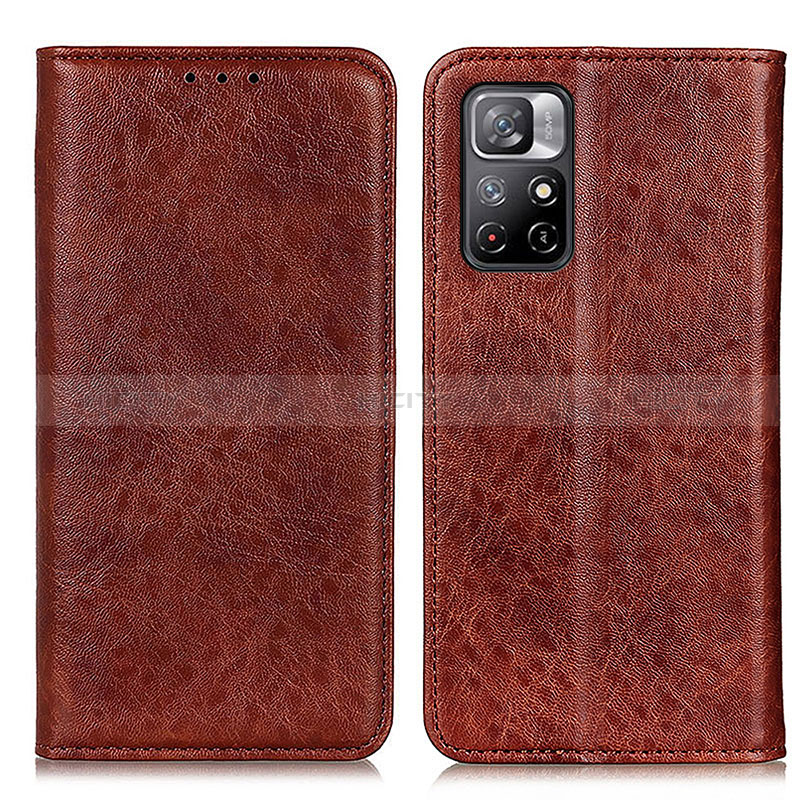 Custodia Portafoglio In Pelle Cover con Supporto K01Z per Xiaomi Redmi Note 11T 5G Marrone