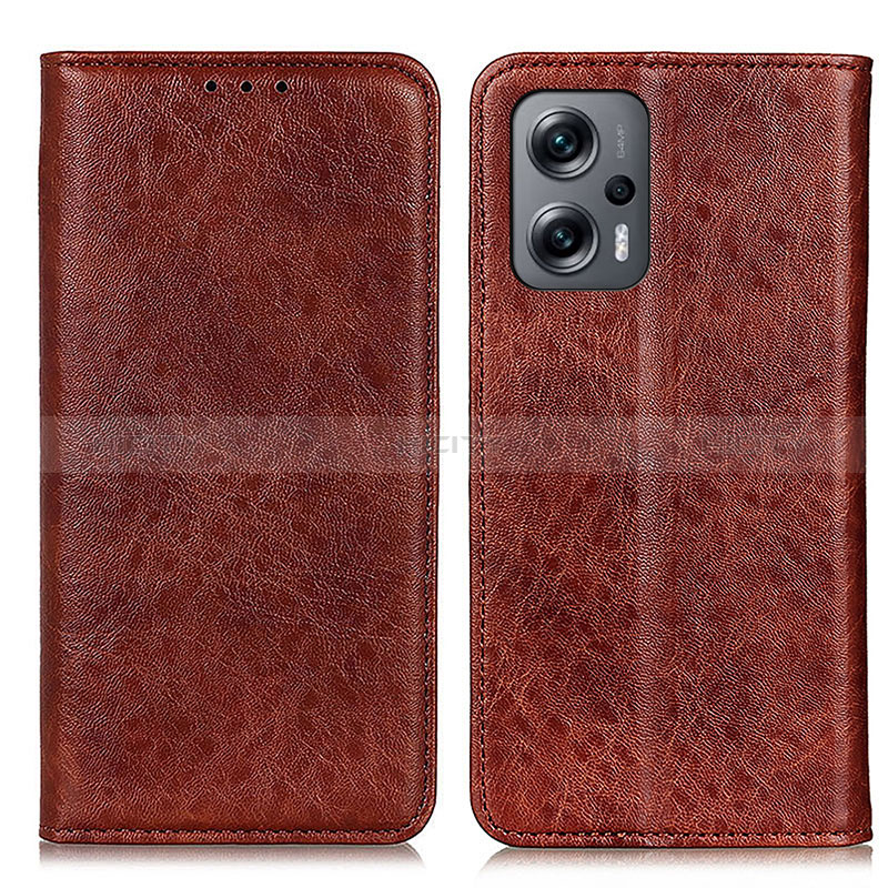 Custodia Portafoglio In Pelle Cover con Supporto K01Z per Xiaomi Redmi Note 11T Pro 5G Marrone