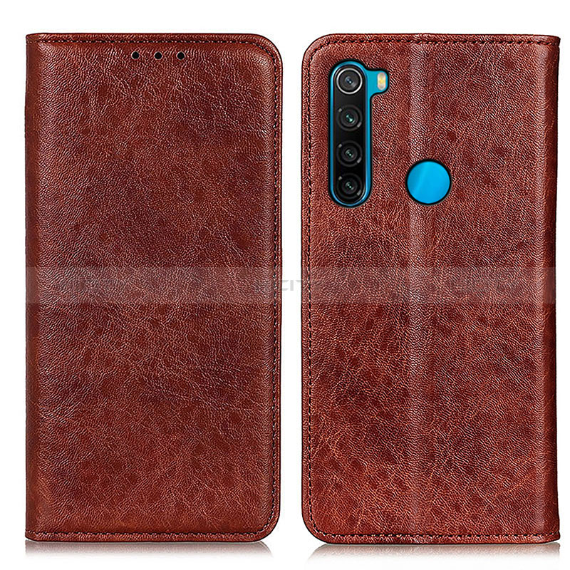 Custodia Portafoglio In Pelle Cover con Supporto K01Z per Xiaomi Redmi Note 8 (2021) Marrone