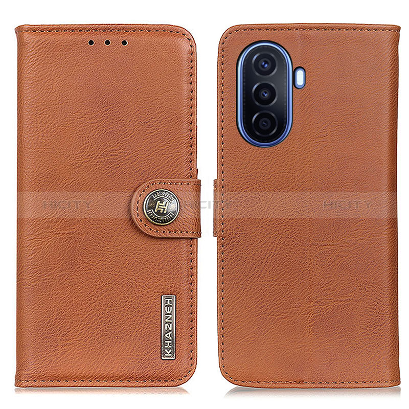 Custodia Portafoglio In Pelle Cover con Supporto K02Z per Huawei Enjoy 50 Marrone