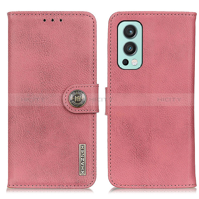 Custodia Portafoglio In Pelle Cover con Supporto K02Z per OnePlus Nord 2 5G Rosa