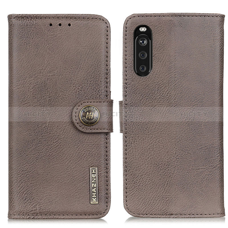 Custodia Portafoglio In Pelle Cover con Supporto K02Z per Sony Xperia 10 III Lite Grigio