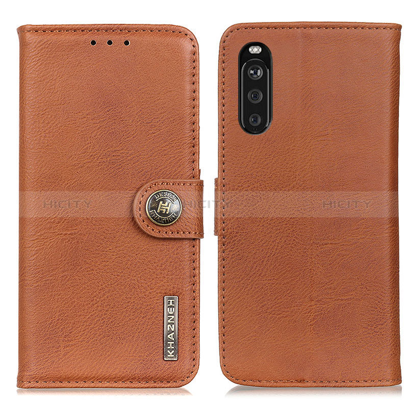 Custodia Portafoglio In Pelle Cover con Supporto K02Z per Sony Xperia 10 III SO-52B Marrone