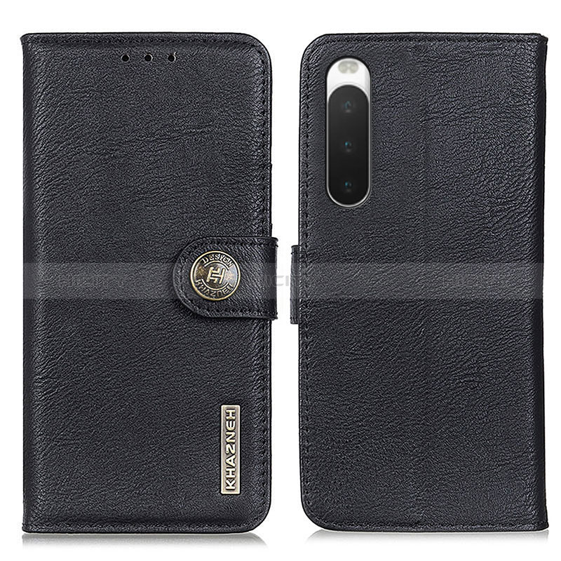 Custodia Portafoglio In Pelle Cover con Supporto K02Z per Sony Xperia 10 IV SO-52C Nero