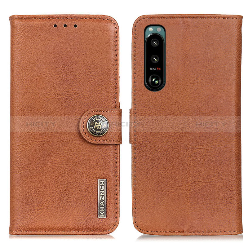 Custodia Portafoglio In Pelle Cover con Supporto K02Z per Sony Xperia 5 III SO-53B Marrone