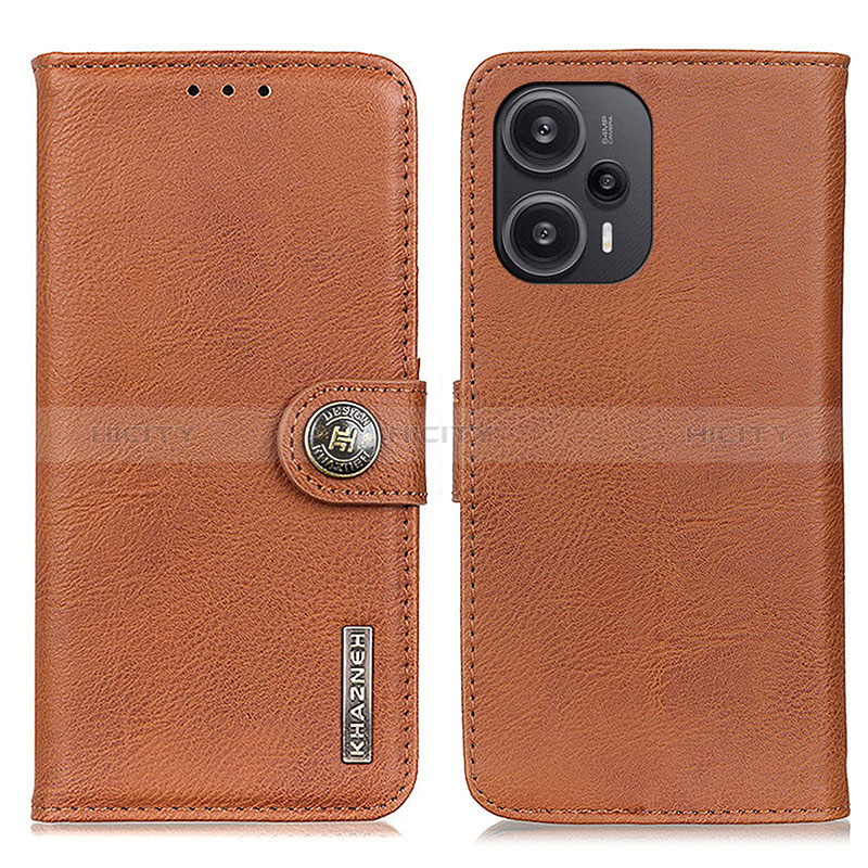 Custodia Portafoglio In Pelle Cover con Supporto K02Z per Xiaomi Redmi Note 12 Turbo 5G Marrone