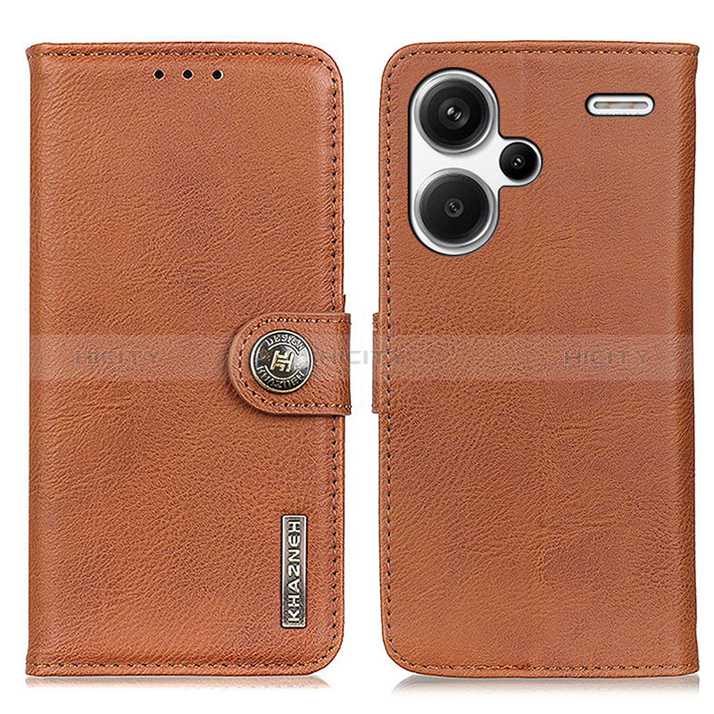 Custodia Portafoglio In Pelle Cover con Supporto K02Z per Xiaomi Redmi Note 13 Pro+ Plus 5G Marrone