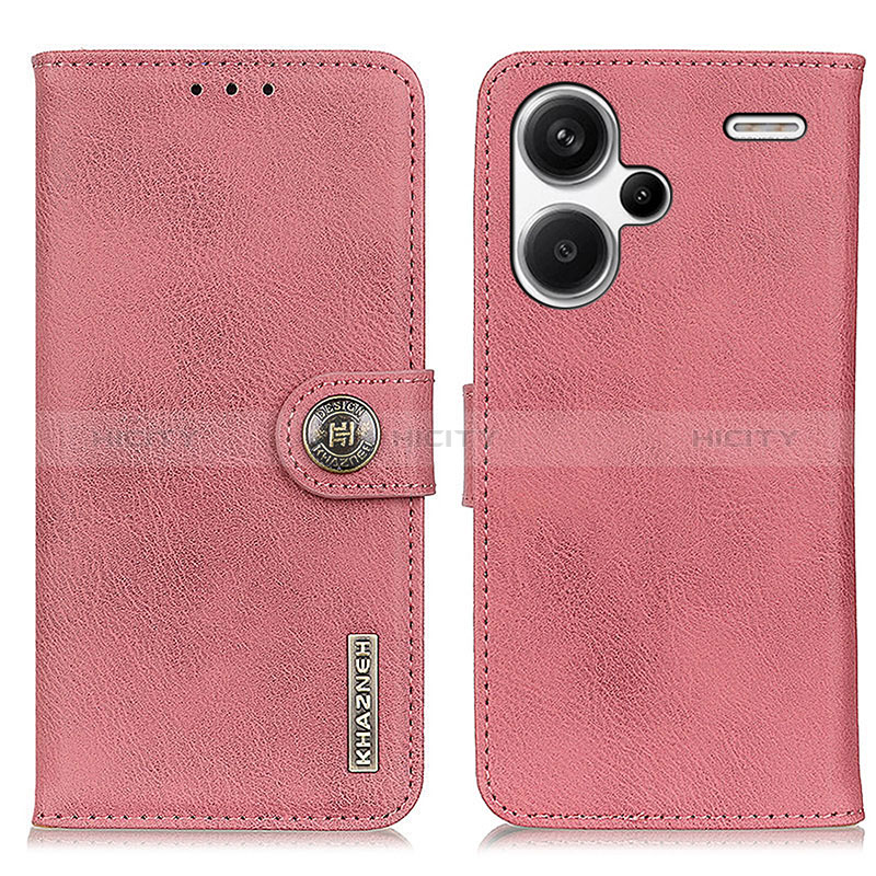 Custodia Portafoglio In Pelle Cover con Supporto K02Z per Xiaomi Redmi Note 13 Pro+ Plus 5G Rosa