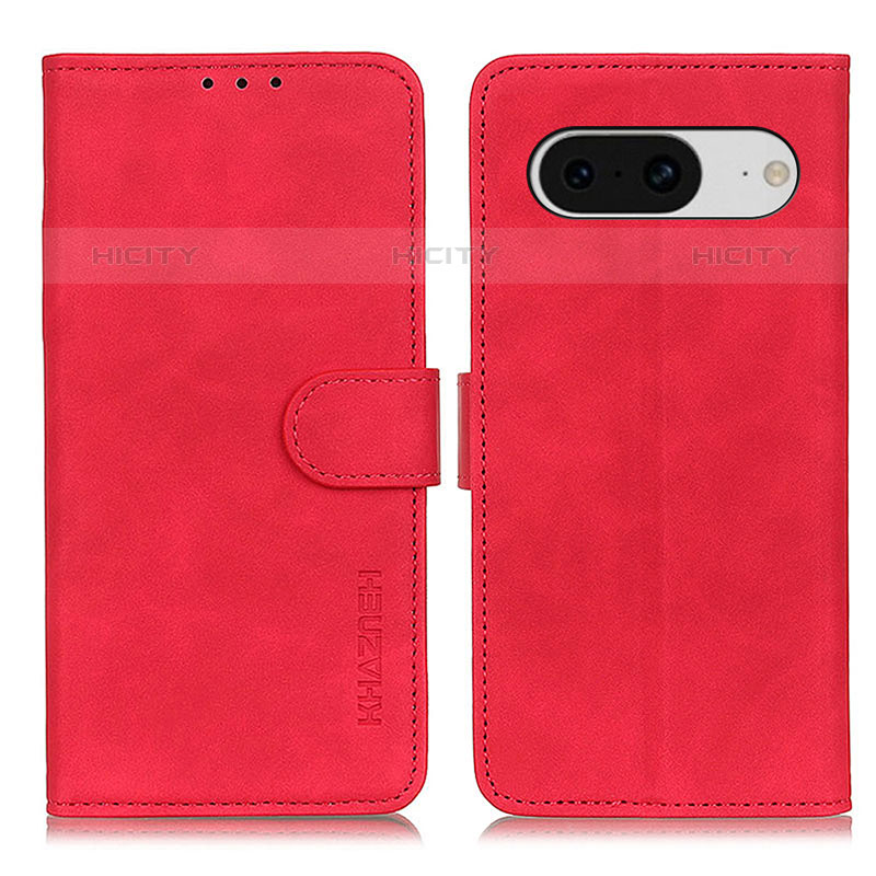 Custodia Portafoglio In Pelle Cover con Supporto K03Z per Google Pixel 8 5G Rosso