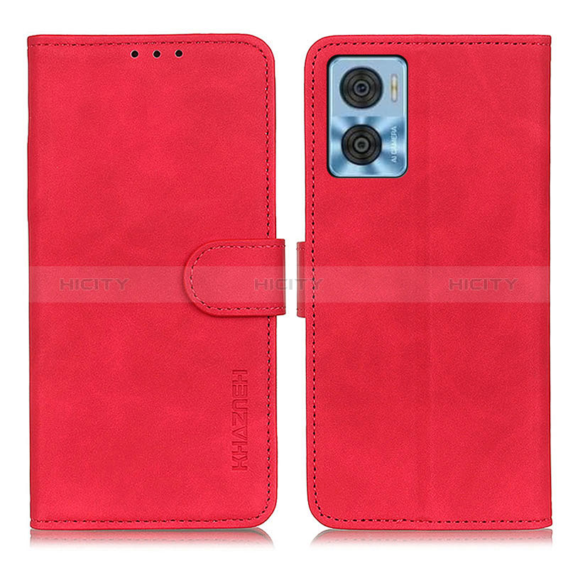 Custodia Portafoglio In Pelle Cover con Supporto K03Z per Motorola Moto E22 Rosso