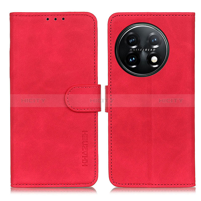 Custodia Portafoglio In Pelle Cover con Supporto K03Z per OnePlus 11 5G Rosso