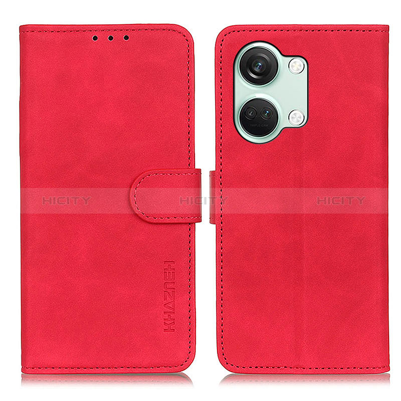 Custodia Portafoglio In Pelle Cover con Supporto K03Z per OnePlus Ace 2V 5G Rosso