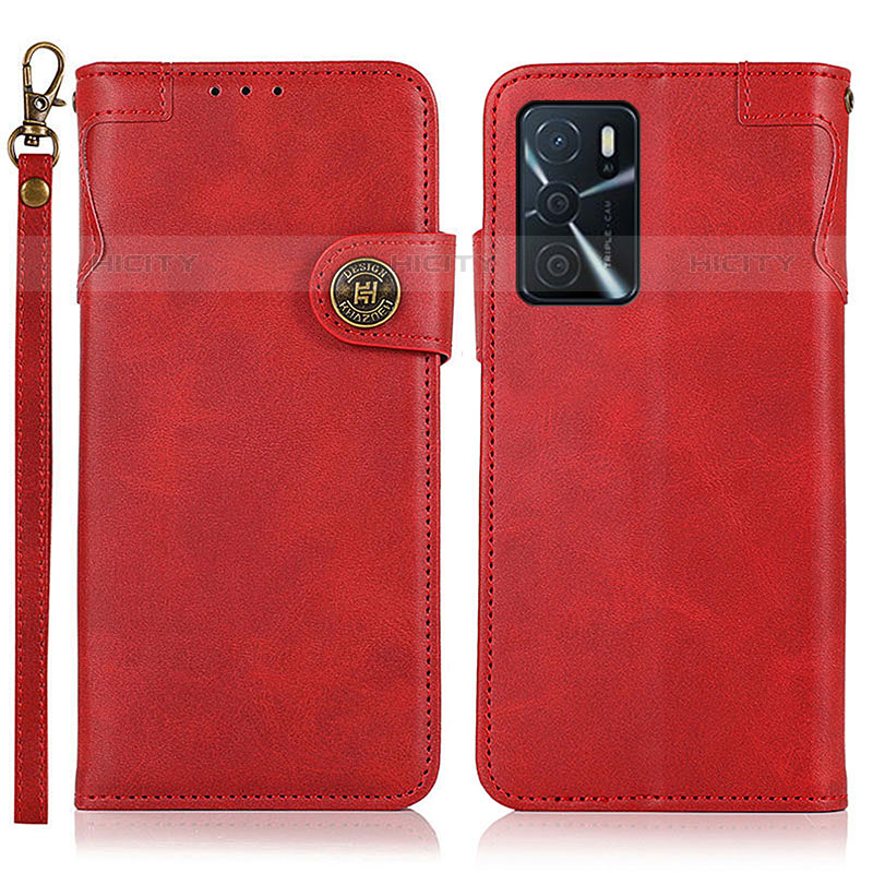 Custodia Portafoglio In Pelle Cover con Supporto K03Z per Oppo A16s Rosso