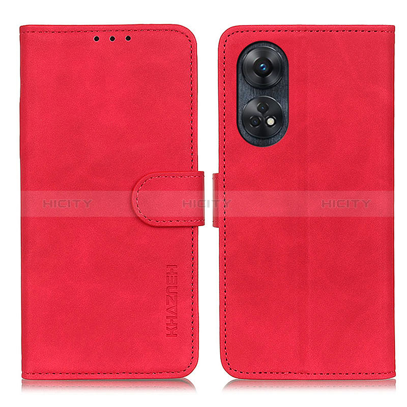 Custodia Portafoglio In Pelle Cover con Supporto K03Z per Oppo Reno8 T 4G Rosso