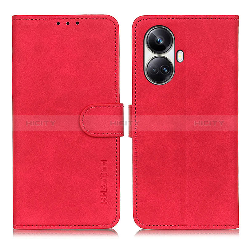 Custodia Portafoglio In Pelle Cover con Supporto K03Z per Realme 10 Pro+ Plus 5G Rosso