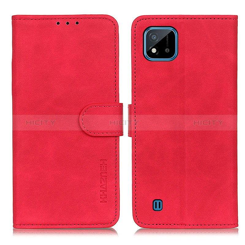 Custodia Portafoglio In Pelle Cover con Supporto K03Z per Realme C20 Rosso