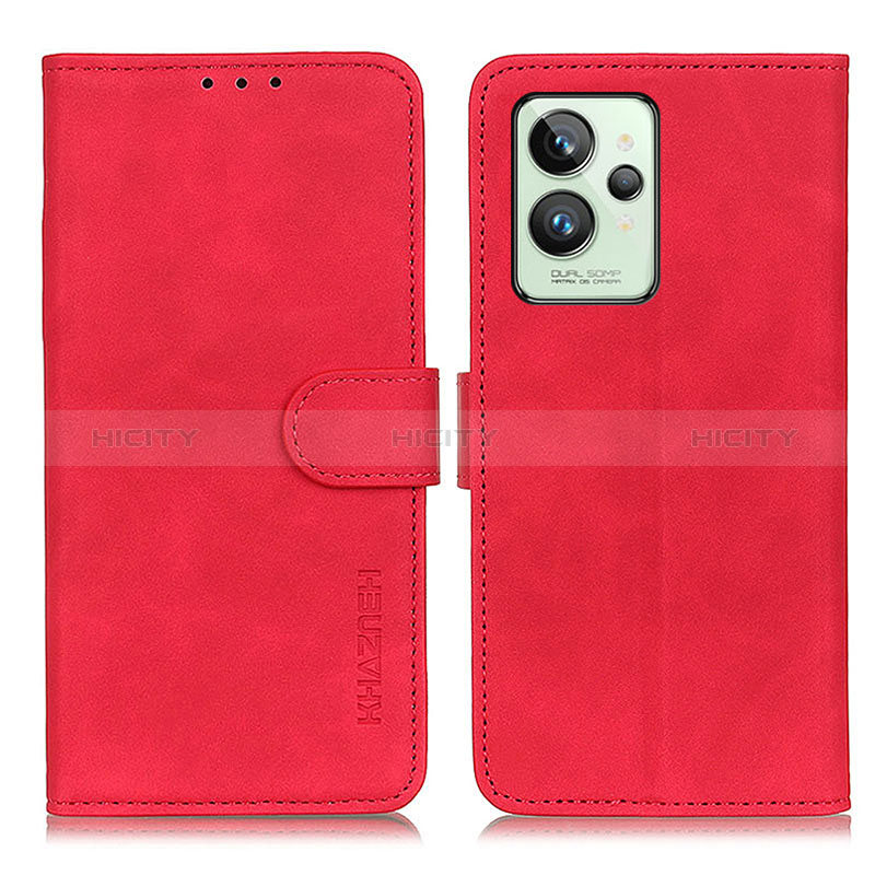 Custodia Portafoglio In Pelle Cover con Supporto K03Z per Realme GT2 Pro 5G Rosso