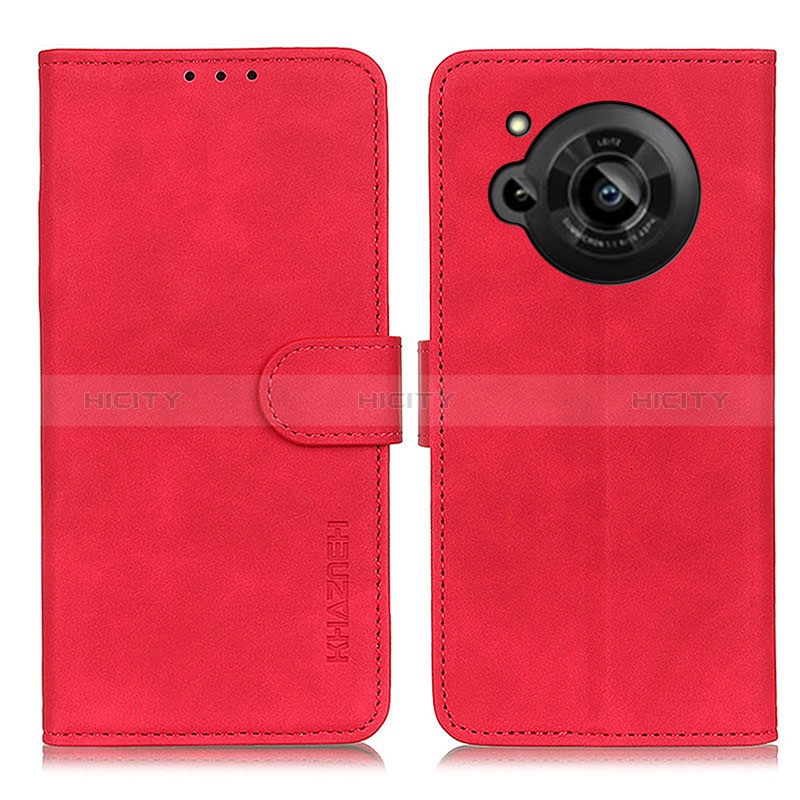 Custodia Portafoglio In Pelle Cover con Supporto K03Z per Sharp Aquos R7 Rosso