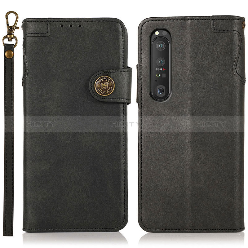 Custodia Portafoglio In Pelle Cover con Supporto K03Z per Sony Xperia 1 III Nero