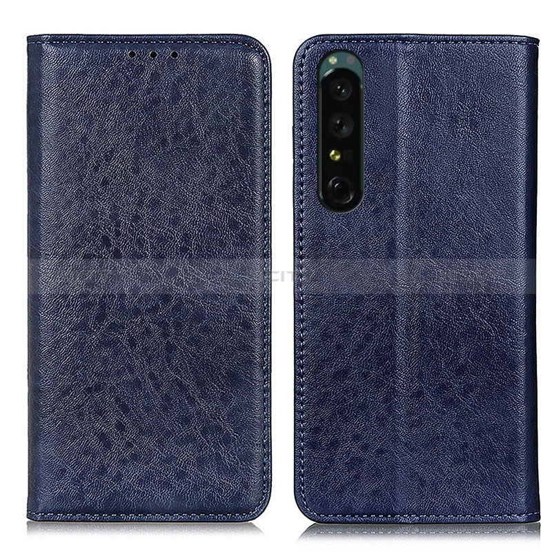 Custodia Portafoglio In Pelle Cover con Supporto K03Z per Sony Xperia 1 IV Blu