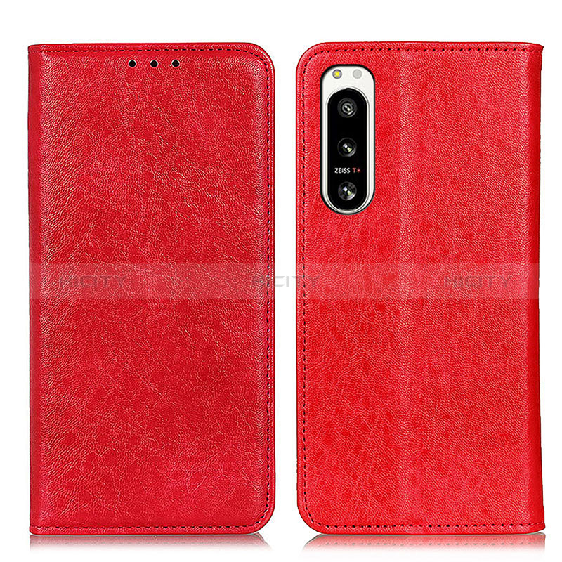 Custodia Portafoglio In Pelle Cover con Supporto K03Z per Sony Xperia 5 IV Rosso