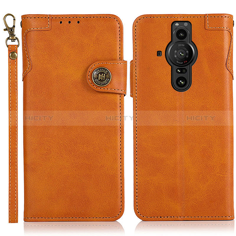 Custodia Portafoglio In Pelle Cover con Supporto K03Z per Sony Xperia PRO-I Marrone