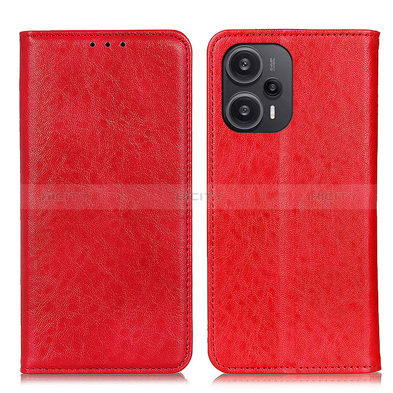 Custodia Portafoglio In Pelle Cover con Supporto K03Z per Xiaomi Poco F5 5G Rosso