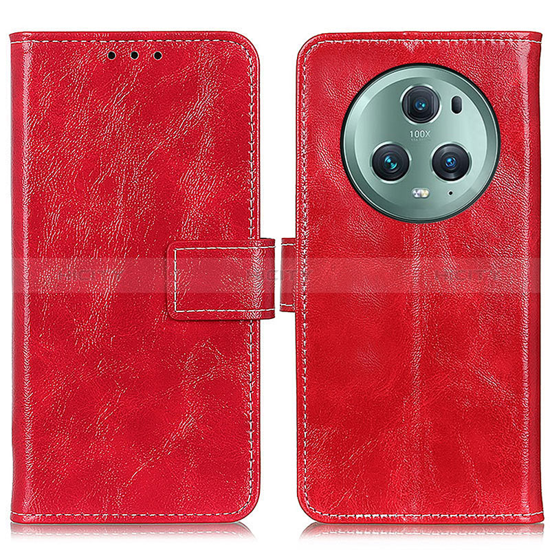 Custodia Portafoglio In Pelle Cover con Supporto K04Z per Huawei Honor Magic5 Pro 5G Rosso