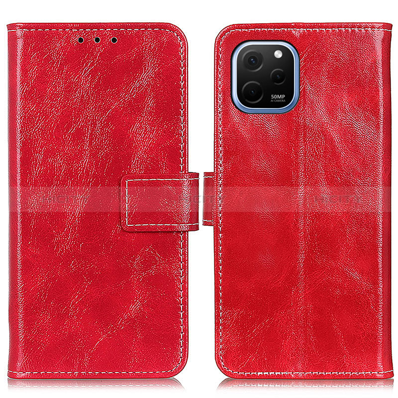 Custodia Portafoglio In Pelle Cover con Supporto K04Z per Huawei Nova Y61 Rosso