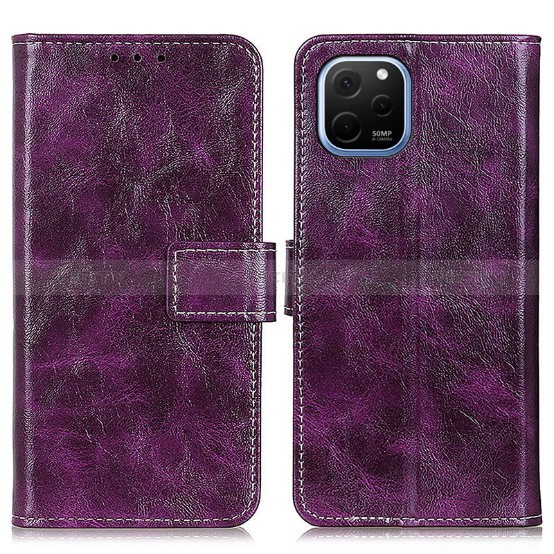 Custodia Portafoglio In Pelle Cover con Supporto K04Z per Huawei Nova Y61 Viola