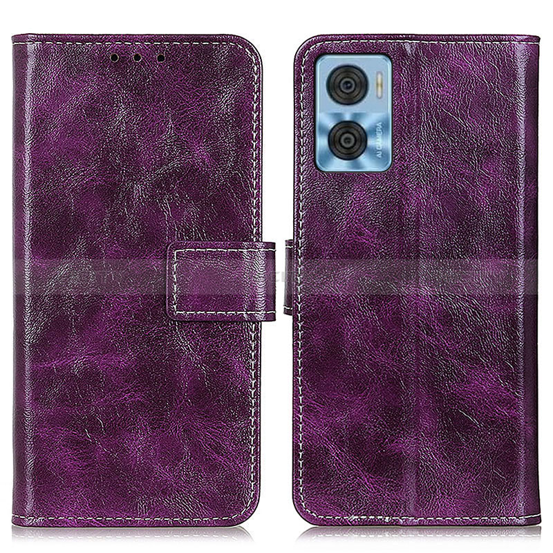 Custodia Portafoglio In Pelle Cover con Supporto K04Z per Motorola Moto E22 Viola